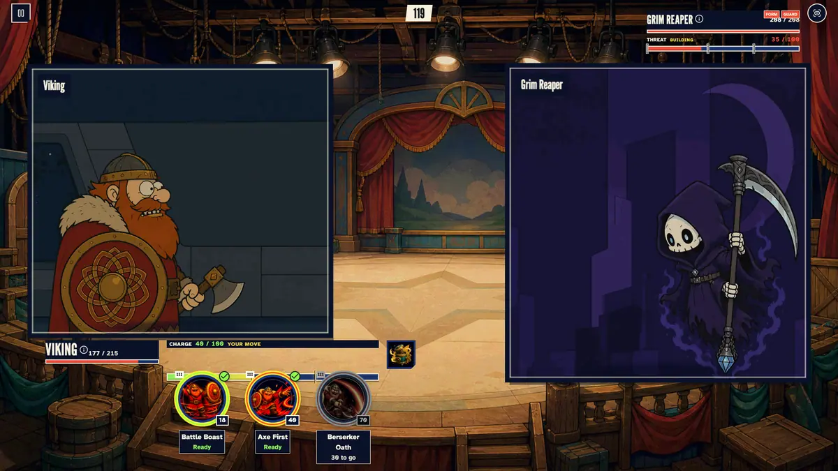 Current active battle: Viking vs Grim Reaper