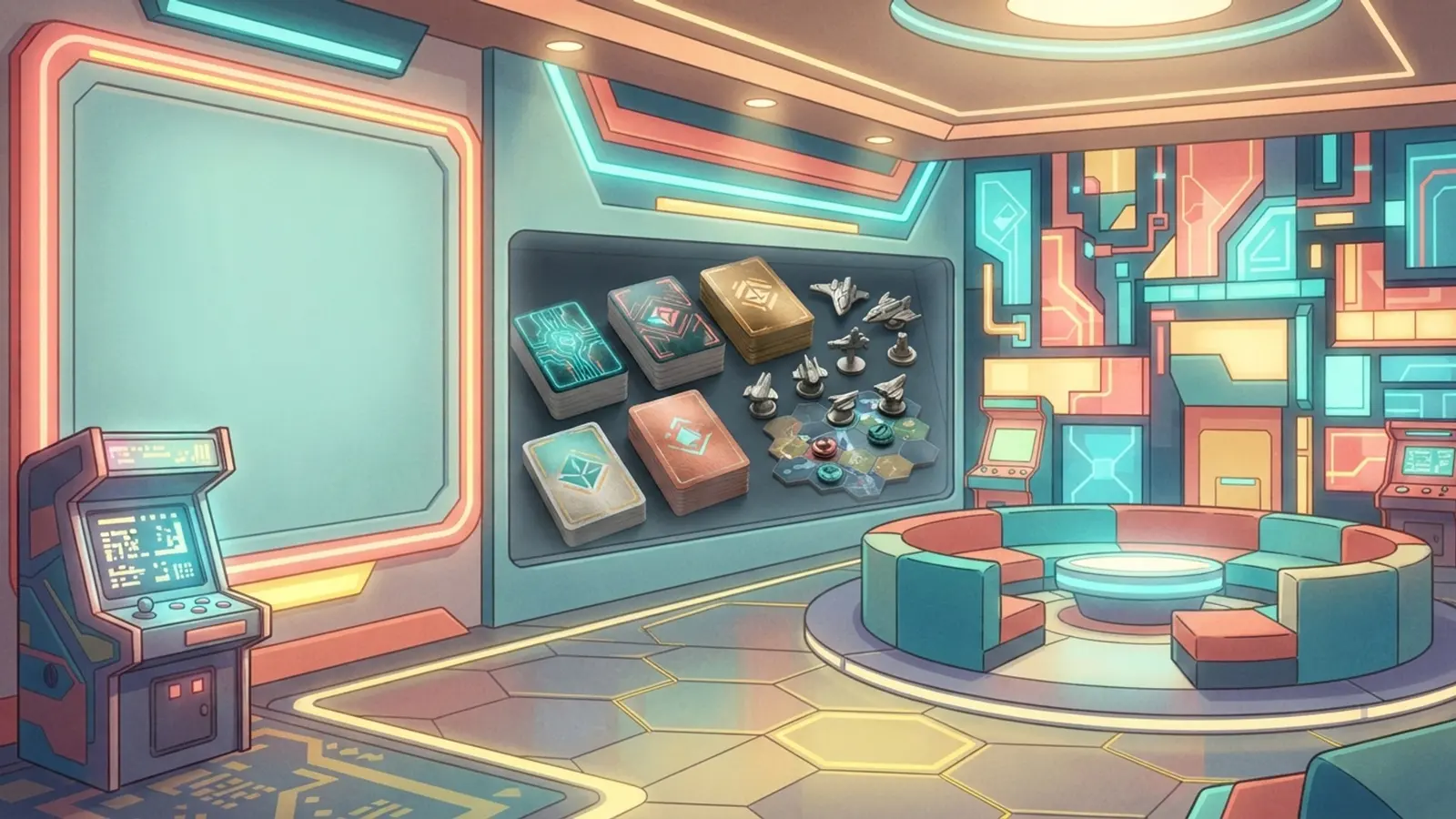 Approved arcade pop room illustration from Protocol 11